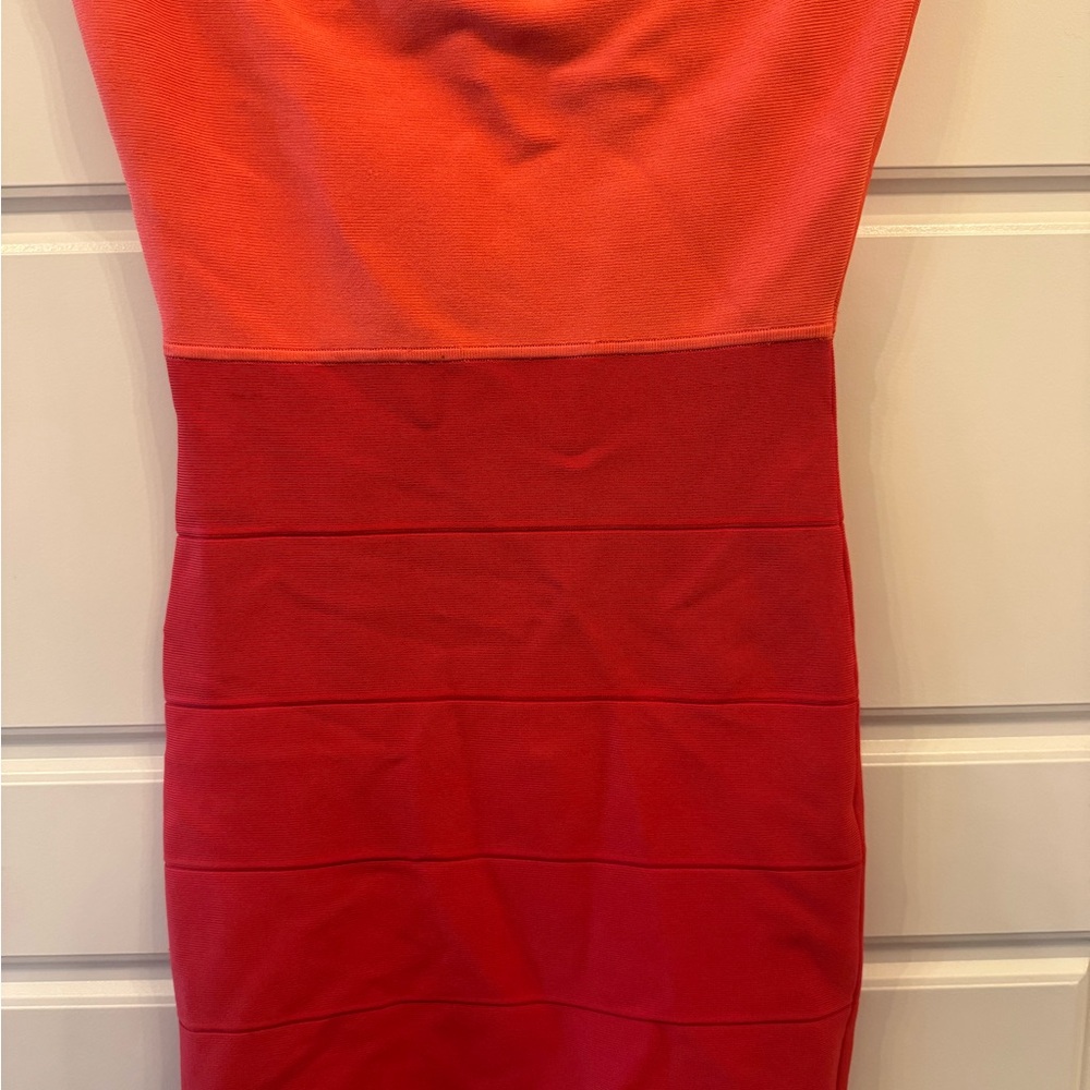BCBGMaxAzria Red Strapless Bodycon Dress